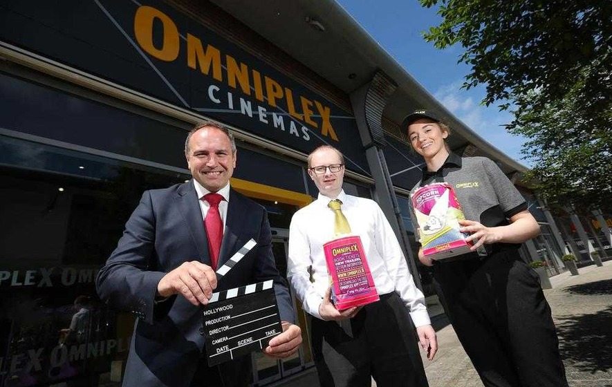 The Outlets manager Chris Nelmes, Omniplex Banbridge GM Simon Smyth and Aoife Weir.