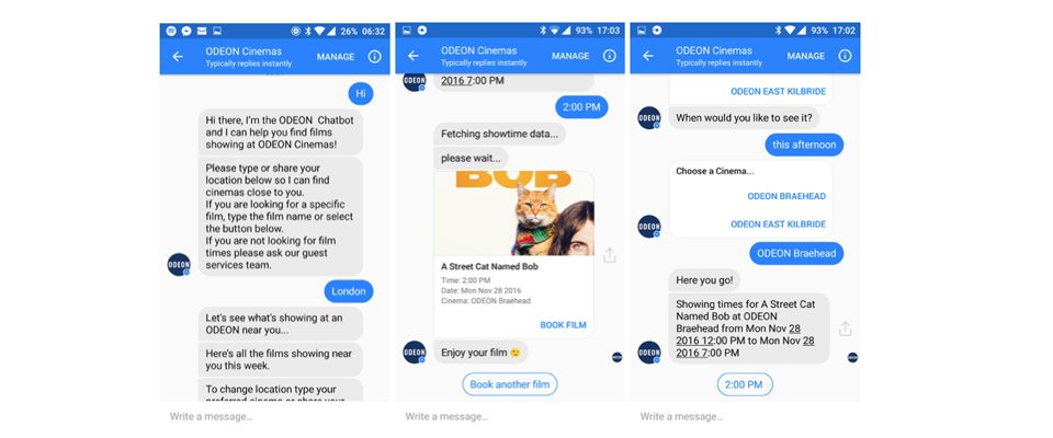 Odeon's Facebook Messenger Chatbot