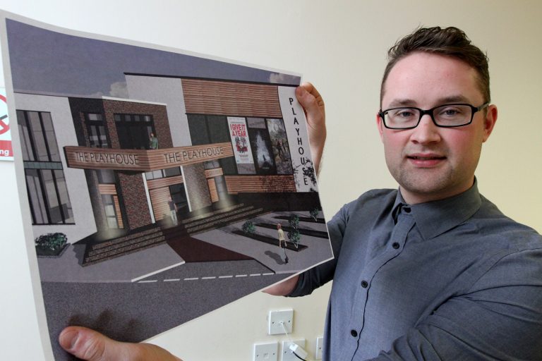 Architect David Paton with Montrose Playhouse plans. (photo: The Courier)