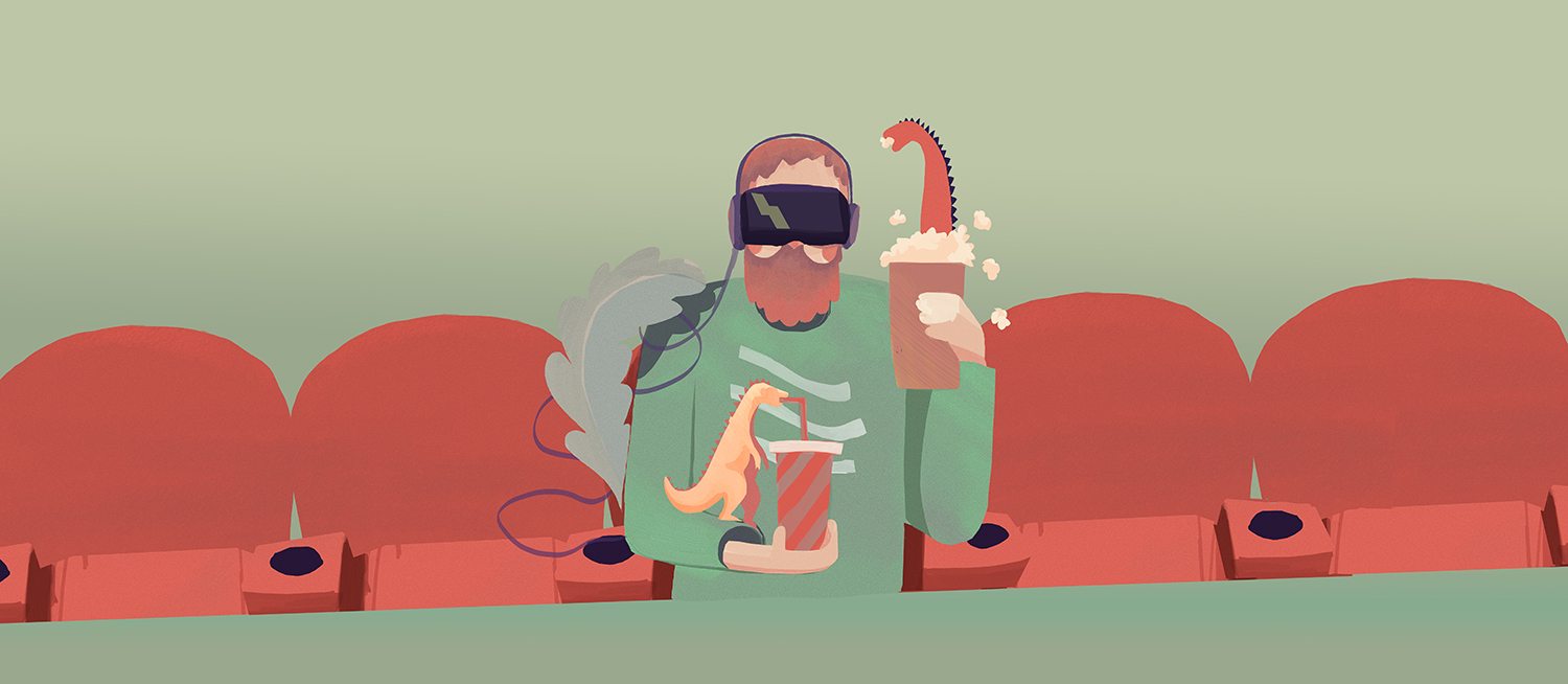 Virtual reality can be used to promote cinema going. (illustration: sarariding.com)