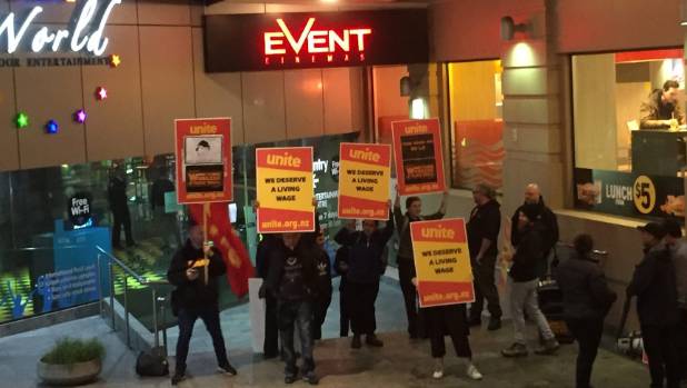 Event Cinema strike. (photo: Rebecca Falconer / Stuff)