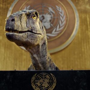 Frankie the dinosaur features in the new UNDP and SAWA advertising and social media campaign
