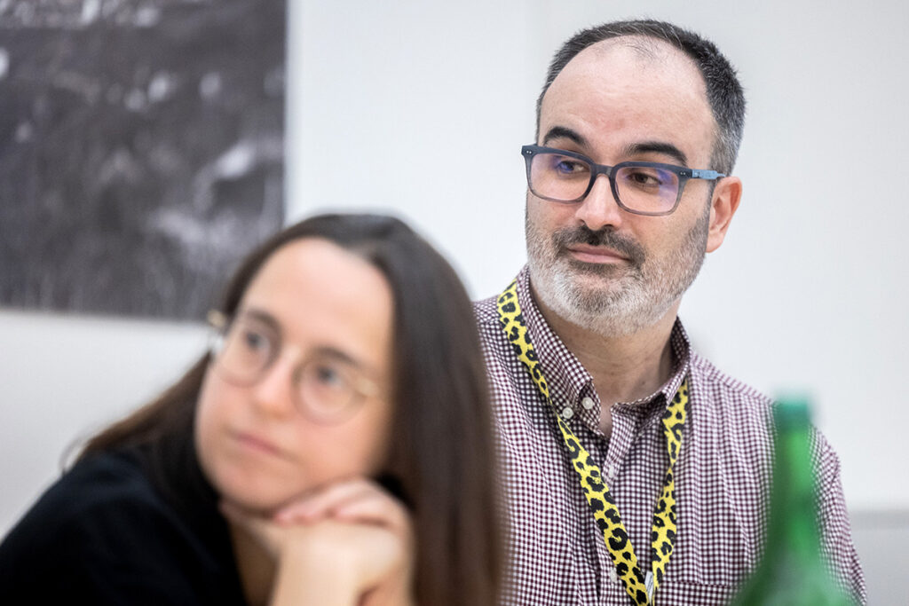 Elodie Mellado of Filmin and freelance curator Bernardo Rondeau during the Promotional Strategies for Classic Films Today panel at the 78th Locarno Film Festival on August 11, 2025