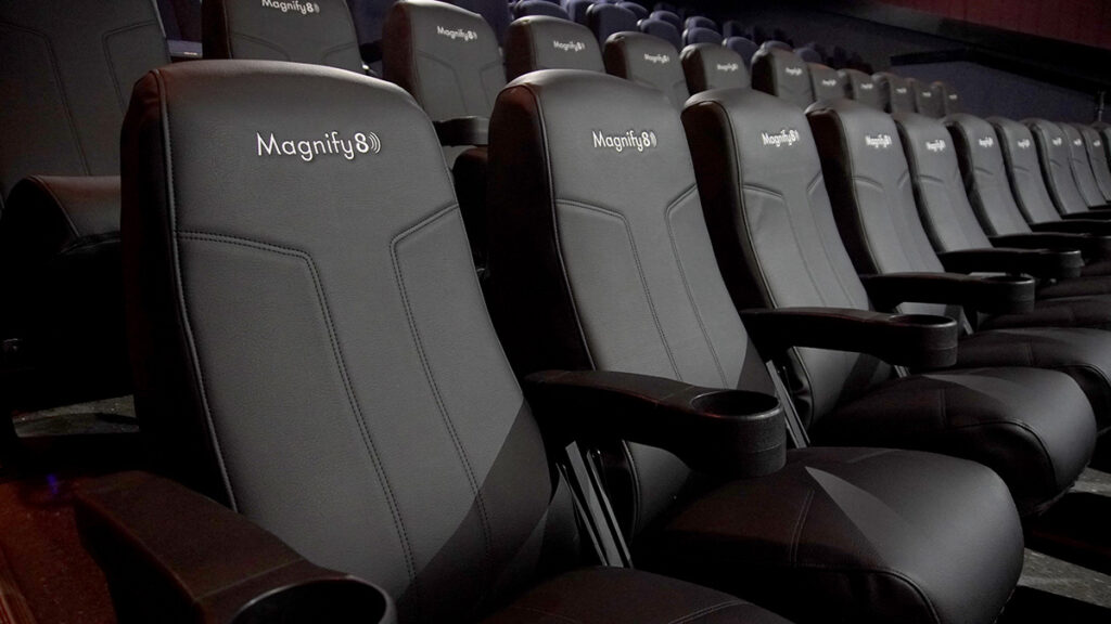 Magnify 8 system embeds eight vibration actuators in a seat cover that fits over an existing cinema seat rather than replacing it