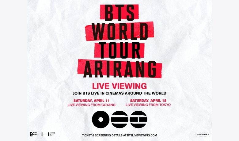 Trafalgar Releasing, Hybe, and BigHit Music are proud to present a global live cinema event - "BTS World Tour ‘Arirang’ Live Viewing"