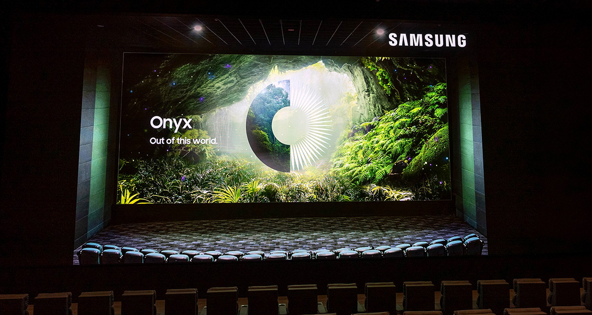 Inside one of the premium auditoriums at Georgia Theatre Company's Trilith Cinemas in Fayetville, Georgia is Samsung’s direct-view LED cinema technology — a flagship 14-meter (approximately 46-foot) Onyx screen