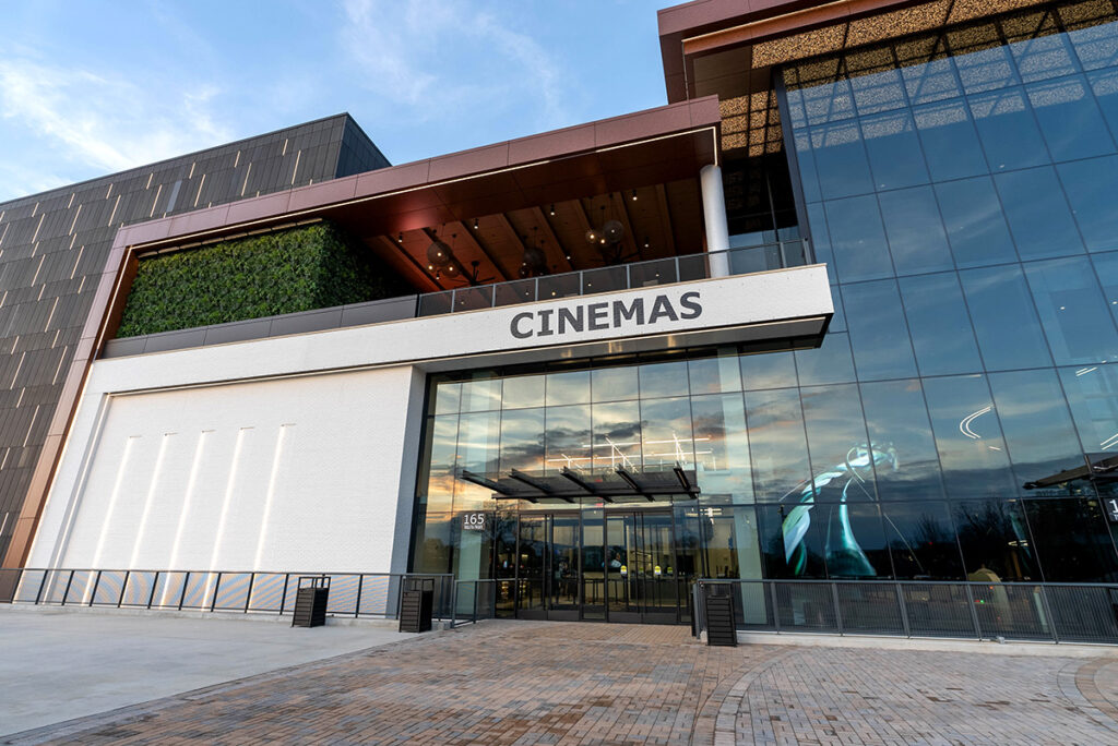 The entrance to Georgia Theatre Company's Trilith Cinemas located at Trilith Live in Fayetville, Georgia
