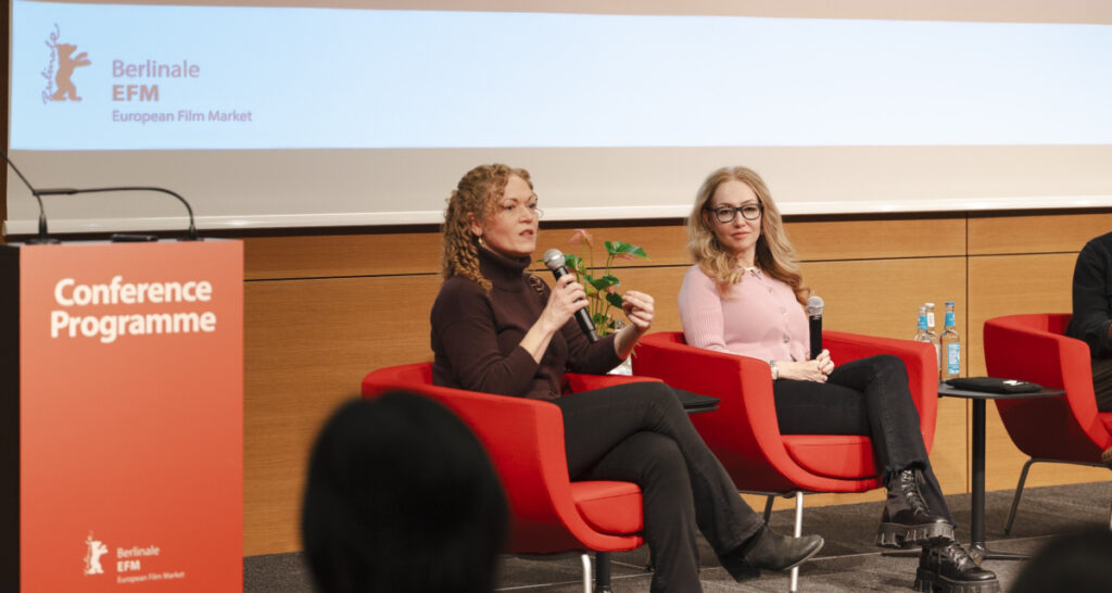 (From left) Adriana Trautman, president of Adriana Trainman Consulting, and Marina Kosten, senior fellow at the USC Annenberg Center for the Digital Future, who participated in the EFM 2026 panel "Marketing That Works: Turning Change Into a New Advantage," held on February 16, 2026 (Photo: Cecilia Gaeta, courtesy of EFM)