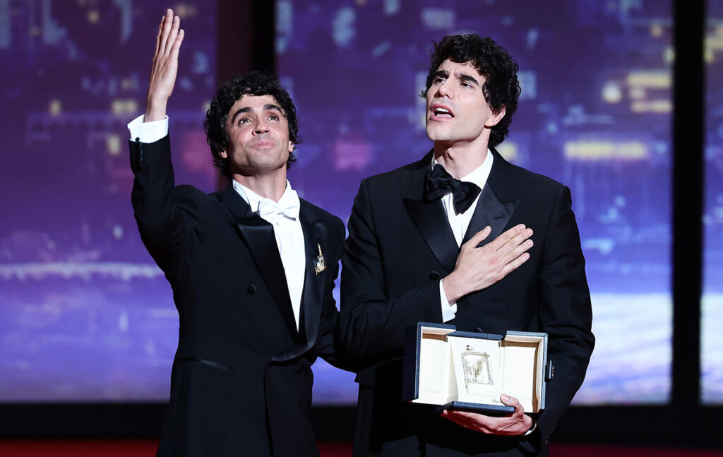 Javier Ambrossi (left) and Javier Calvo shared the Best Director award for "The Black Ball" at the 2026 Cannes Film Festival