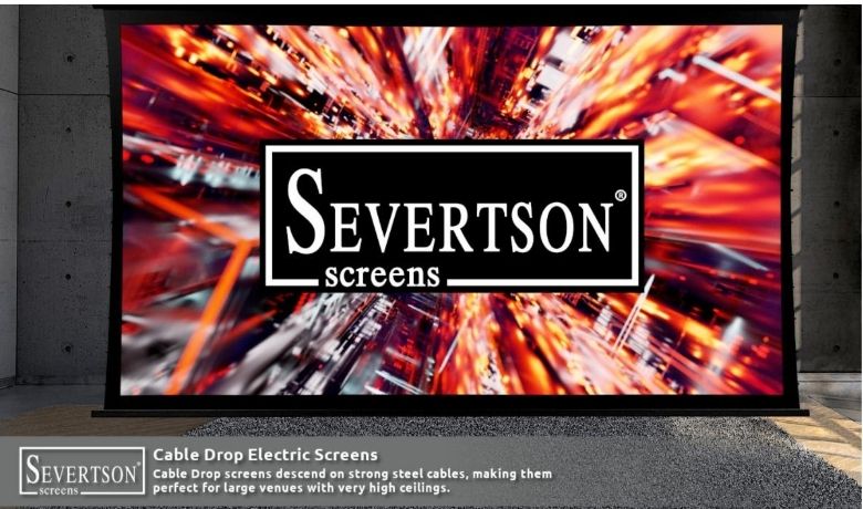 Severtson Screens announced it will promote its Cable Drop Series of electric motorized projection screens (model CDT) during CEDIA Expo 2026