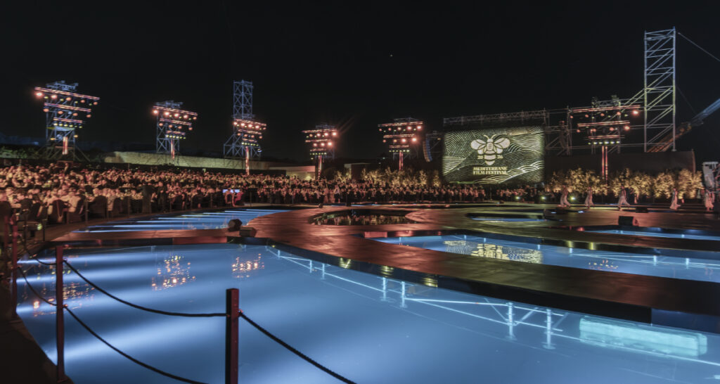 The Mediterrane Film Festival's Golden Bee Awards were held at Malta's famous water tanks, featuring a 100-meter-long stage with a 60-meter-wide projection screen made of water. (Photo: Courtesy Mediterrane Film Festival)