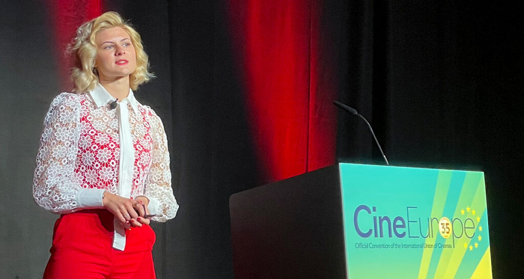 Sara Nieuwdorp of Cineplex Deutschland presented a TikTok marketing case study during the "Inside the Gen Z Mindset" panel presented by Coca-Cola at CineEurope 2026 in Barcelona Spain on June 23, 2026.