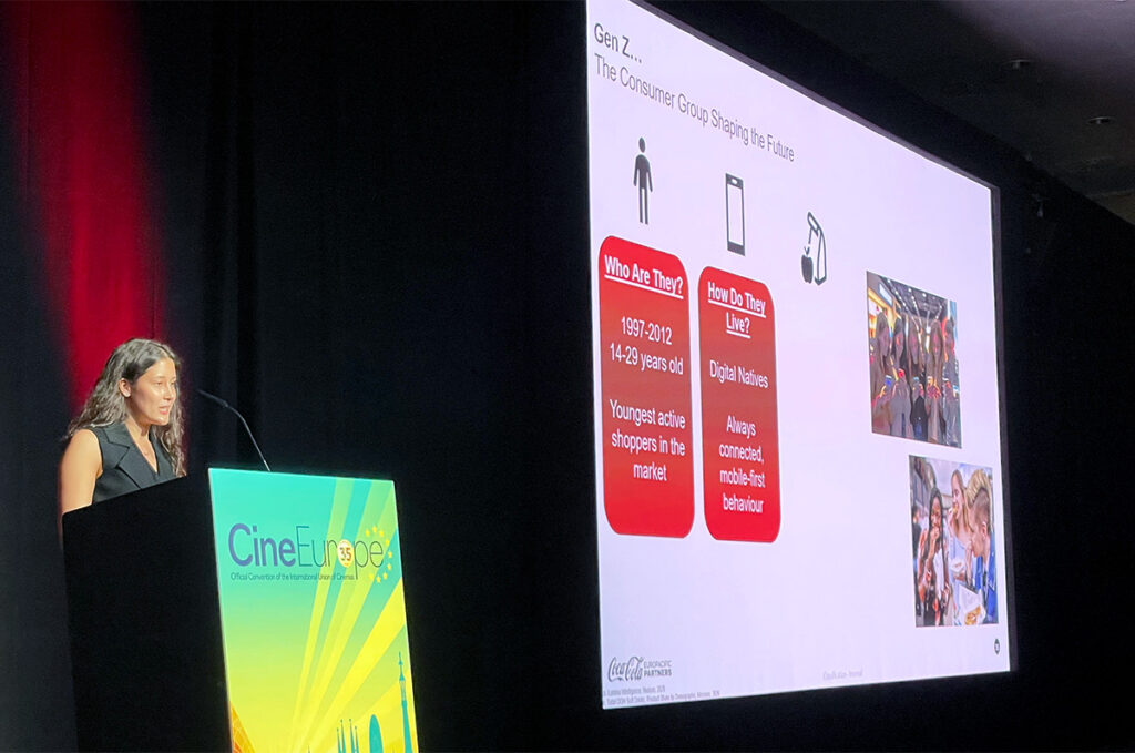 Laila Kaid, Commercial Graduate – Category Executive at Coca-Cola Europacific Partners during the "Inside the Gen Z Mindset" panel presented by Coca-Cola at CineEurope 2026 in Barcelona Spain on June 23, 2026.
