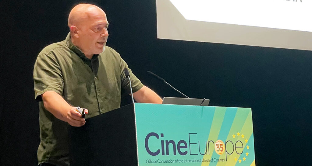 Harry Bakas, Business Development and Marketing Manager at Village Cinemas Greece during the UNIC Focus Session, "Audience Engagement Across Europe: What Really Works?" at CineEurope 2026 in Barcelona, Spain on June 24, 2026.