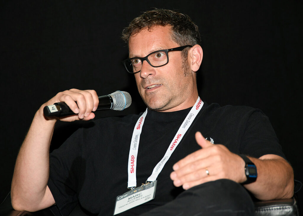 Marc Allenby, CEO of Trafalgar Releasing, during the ICTA Focus Session, "How Event Cinema, Live Experiences & Streaming Technology Are Set to Transform Cinema-Going" at CineEurope 2026 in Barcelona, Spain on June 23, 2026.