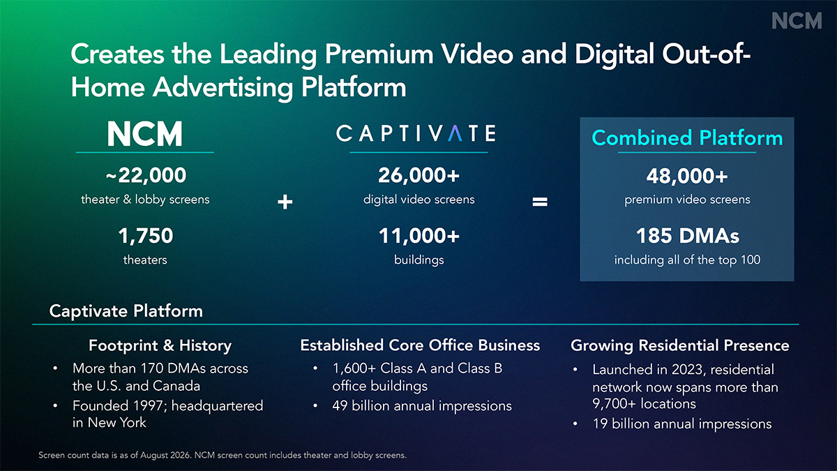 National CineMedia NCM Acquires Captivate