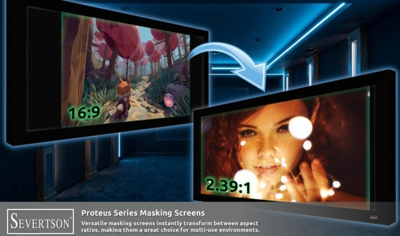Severtson Screens will showcase its new Proteus Series projection screens with built-in masking at CEDIA Expo 2026
