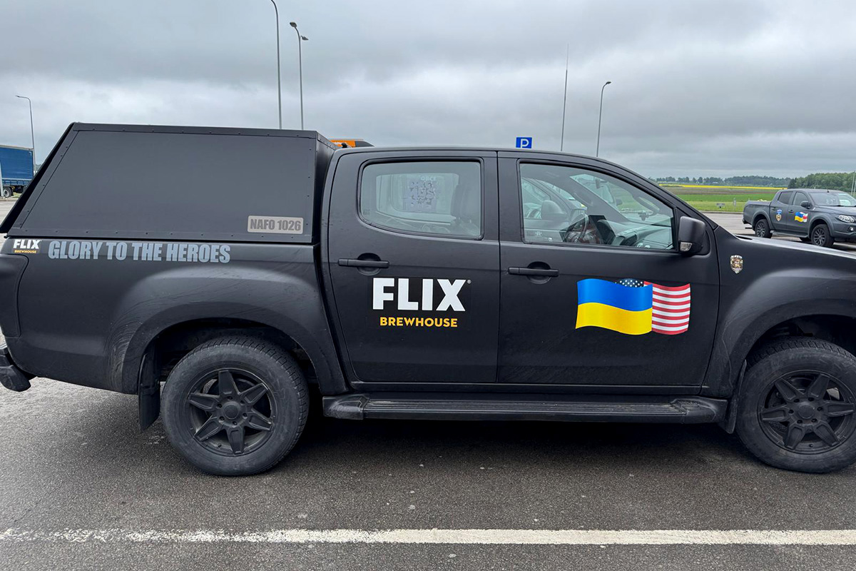 A Flix Brewhouse truck en route to Kyiv Ukraine during the May 2026 NAFO Convoy.