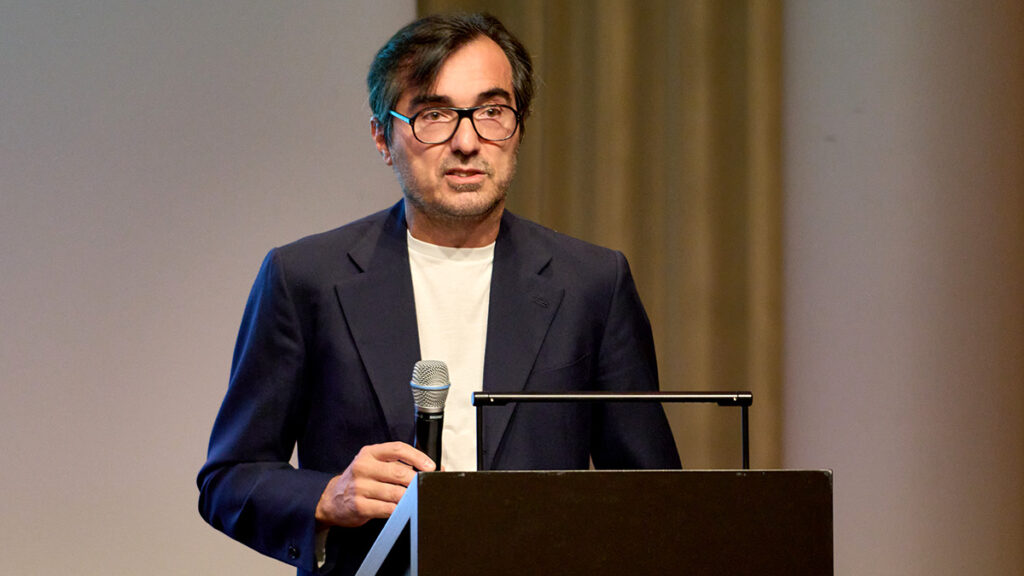 MUBI Co-Founder & CEO Efe Cakarel speaking during the 2026 Zurich Summit on September 26, 2026 in Zurich, Switzerland